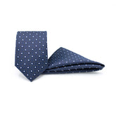 ROYAL BLUE GRID TIE AND POCKET SQUARE SET